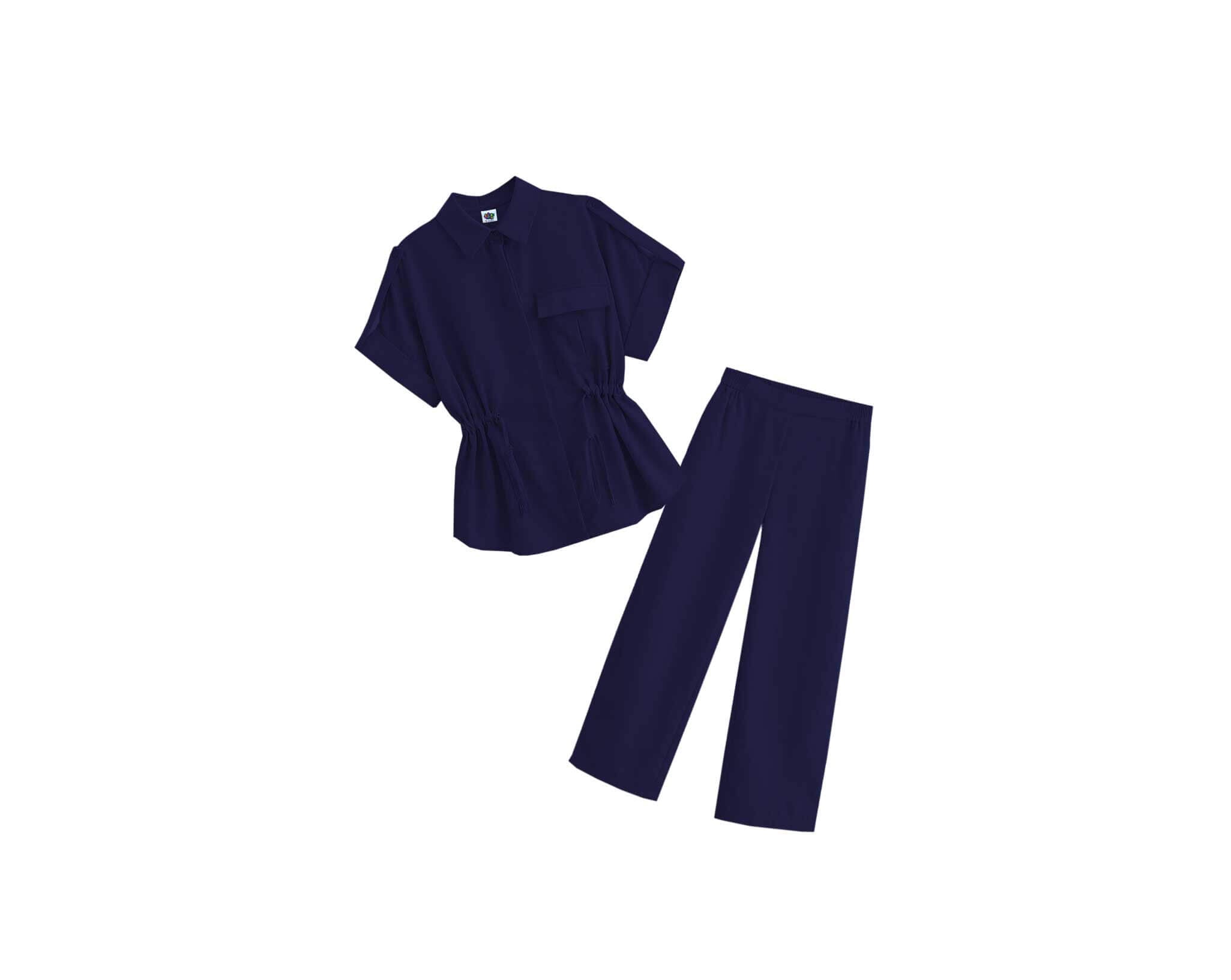 Top-Fashion-Short-Sleeve--Elastic-Waist-Cotton-Top-_--Wide-Leg-Pants-Navy-Blue1_1