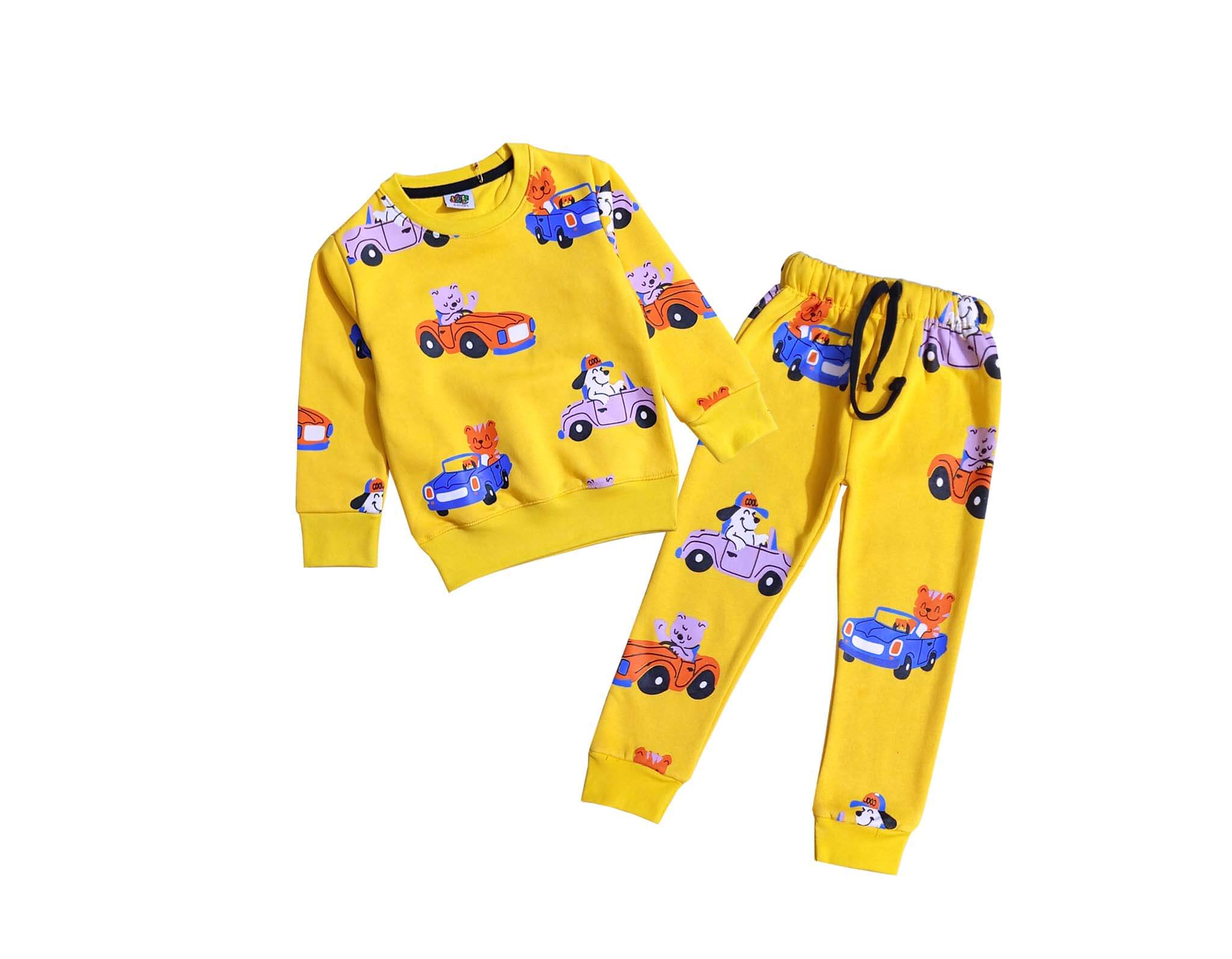 Toy Cars All-Over Fleece Tracksuit - Yellow