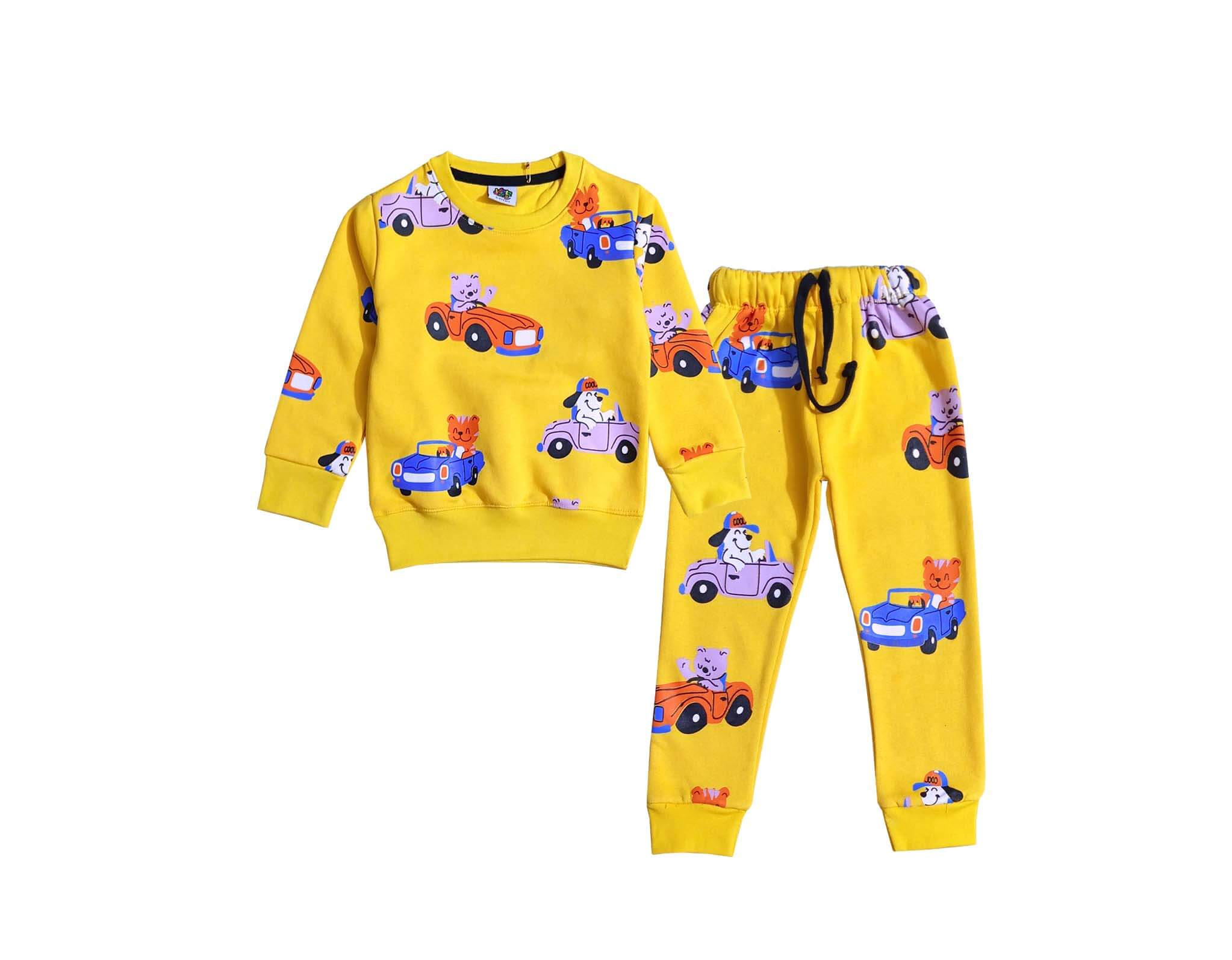 Toy Cars All-Over Fleece Tracksuit - Yellow
