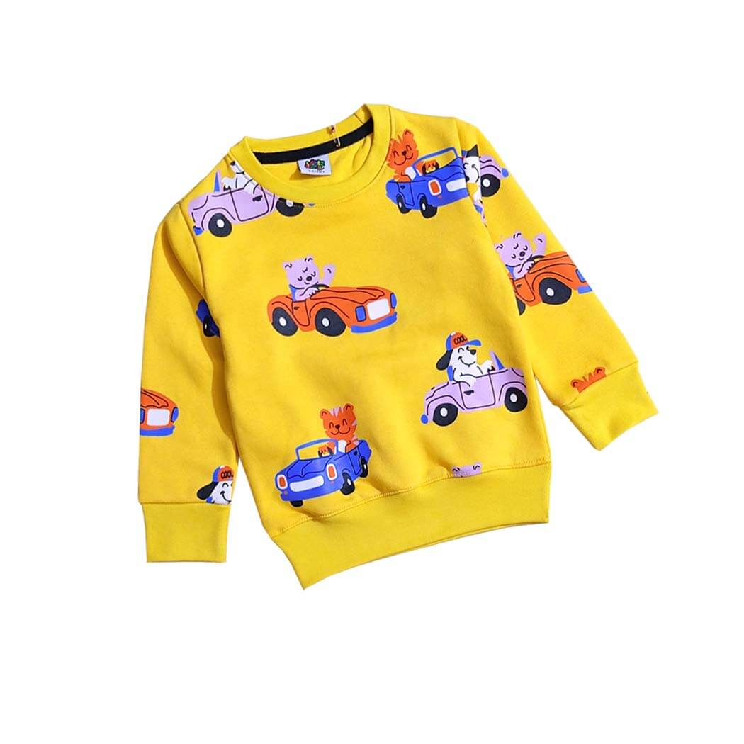 Toy Cars Fleece Sweatshirt  - Yellow