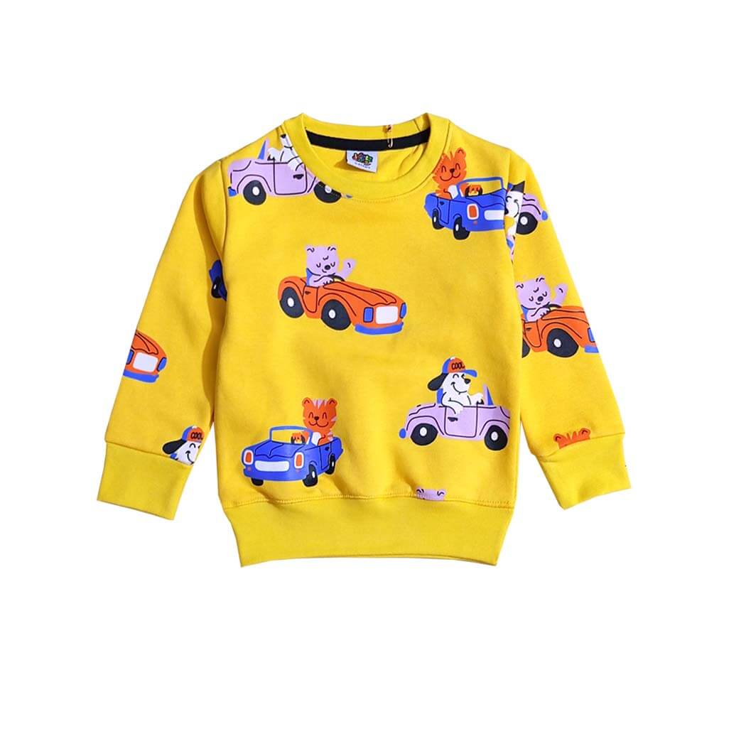 Toy Cars Fleece Sweatshirt  - Yellow