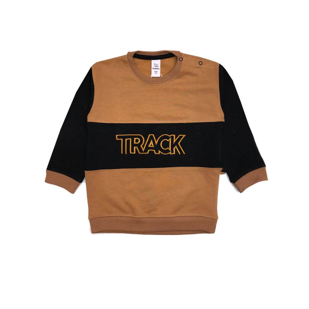 Track Black Panel Light Terry Sweatshirt - Brown