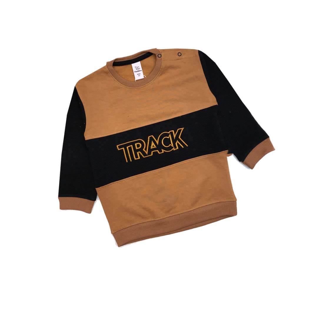 Track Black Panel Light Terry Sweatshirt - Brown