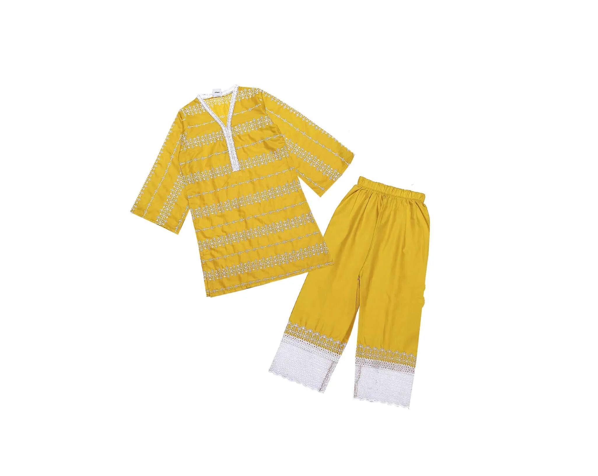 Traditional Chicken Kari Kurti & Trouser - Gold