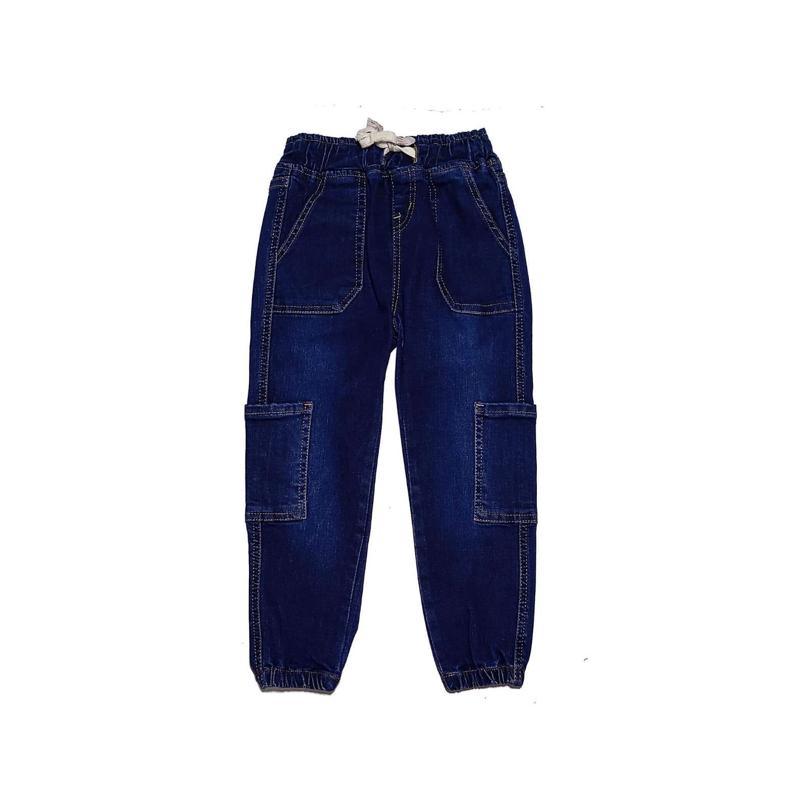 Trendy Box Six Pocket Denim Cargo Pant - Dark Blue