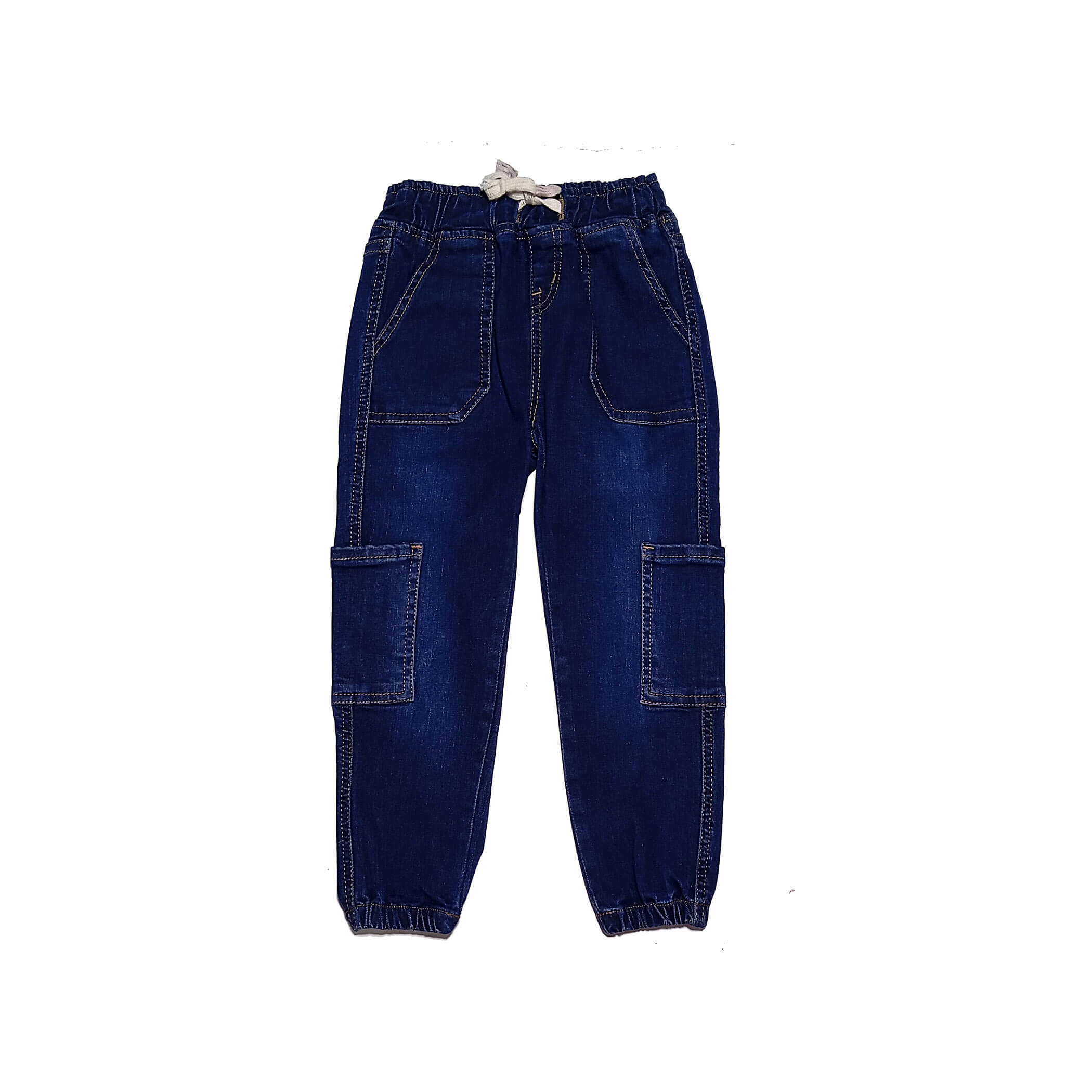 Trendy Box Six Pocket Denim Cargo Pant - Dark Blue