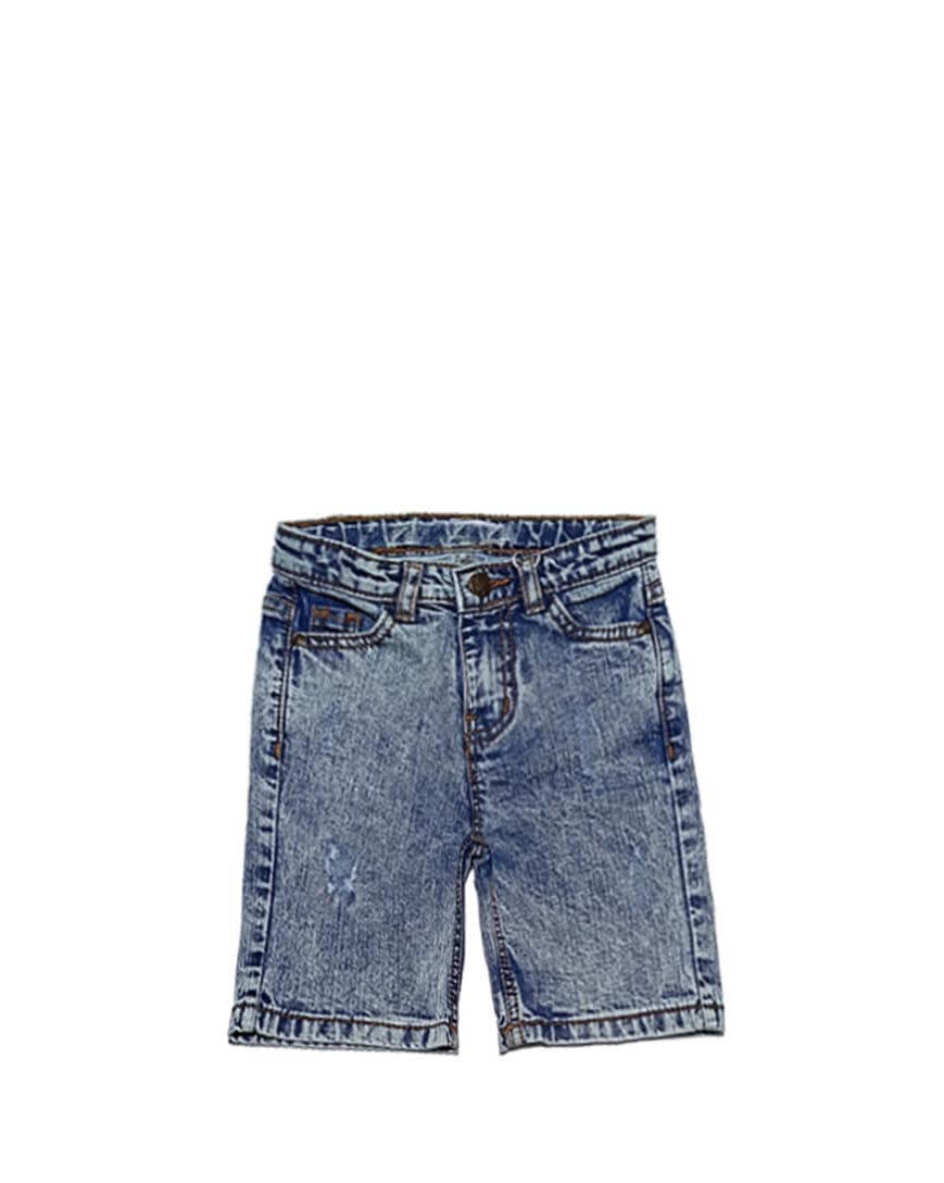 Trendy Silver Stone Wash Denim Shorts - Ice Blue