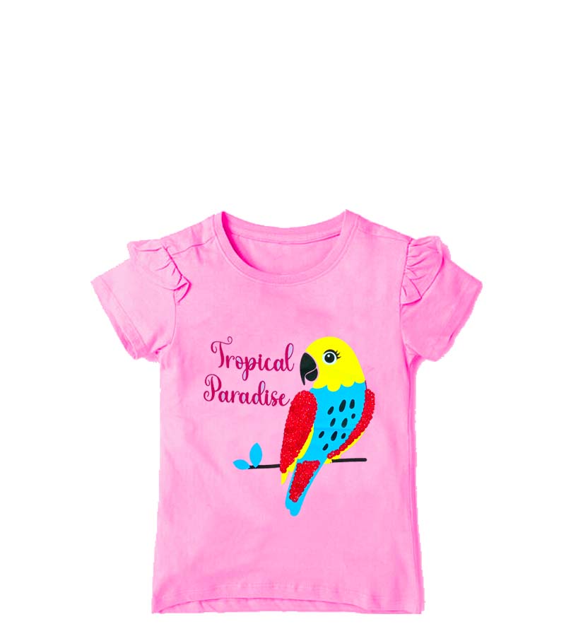 Tropical Paradise Sequence Tee Shirt - Pink