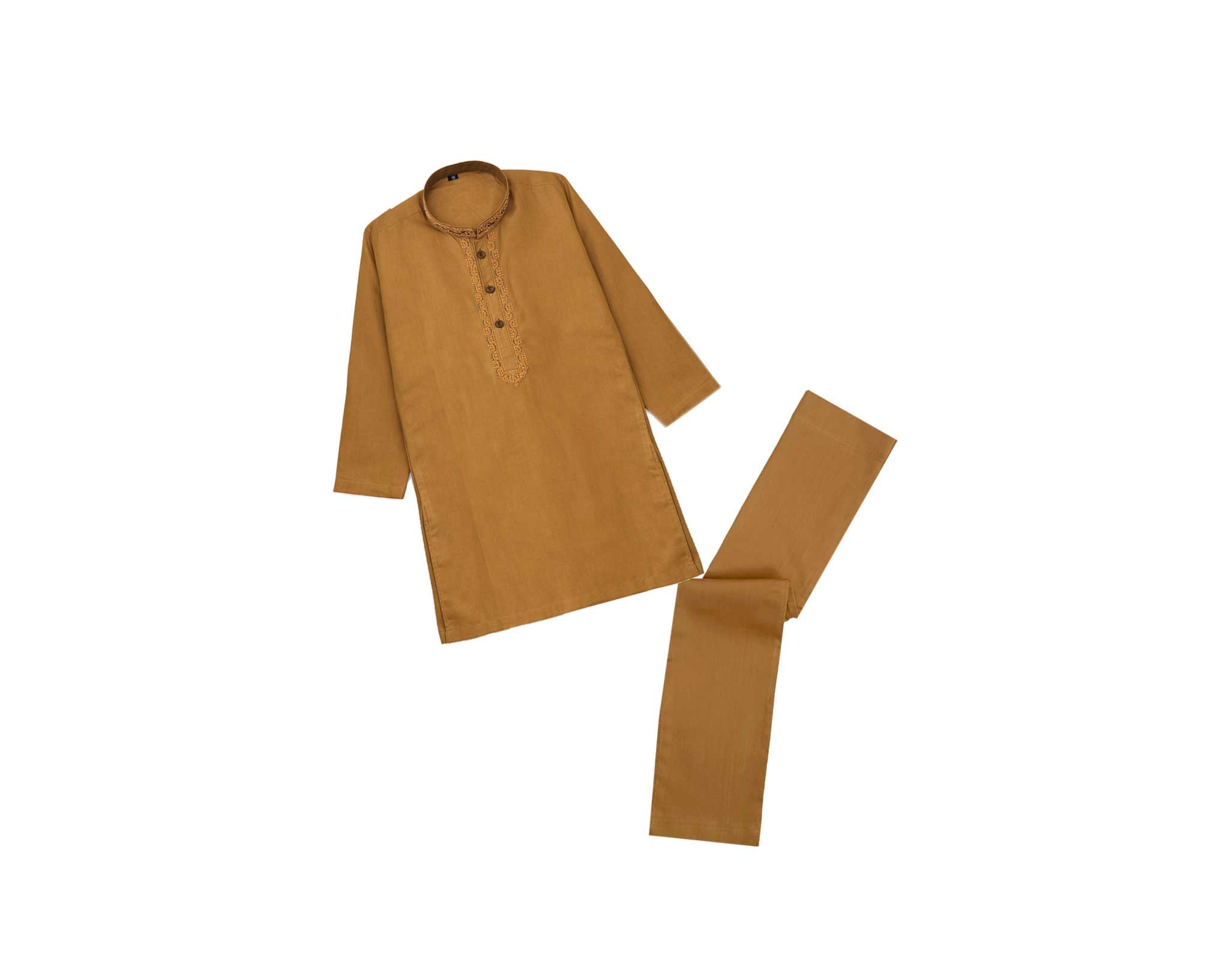 UNIQUE Brown Embroidered Cotton Kurta &amp; Trouser Set – Brown
