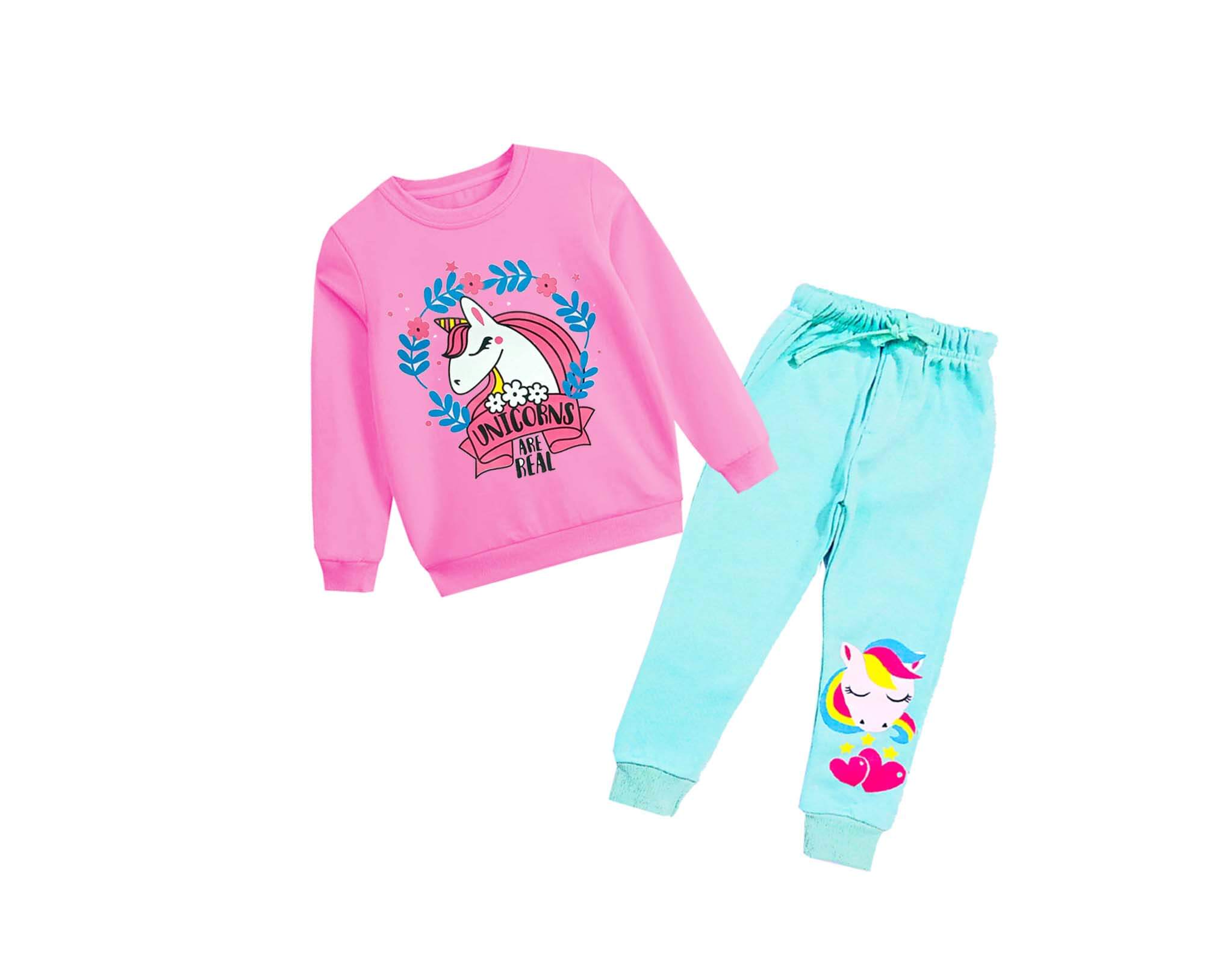 Unicorn Are Real Fleece Tracksuit - Pink &amp; Sea Green