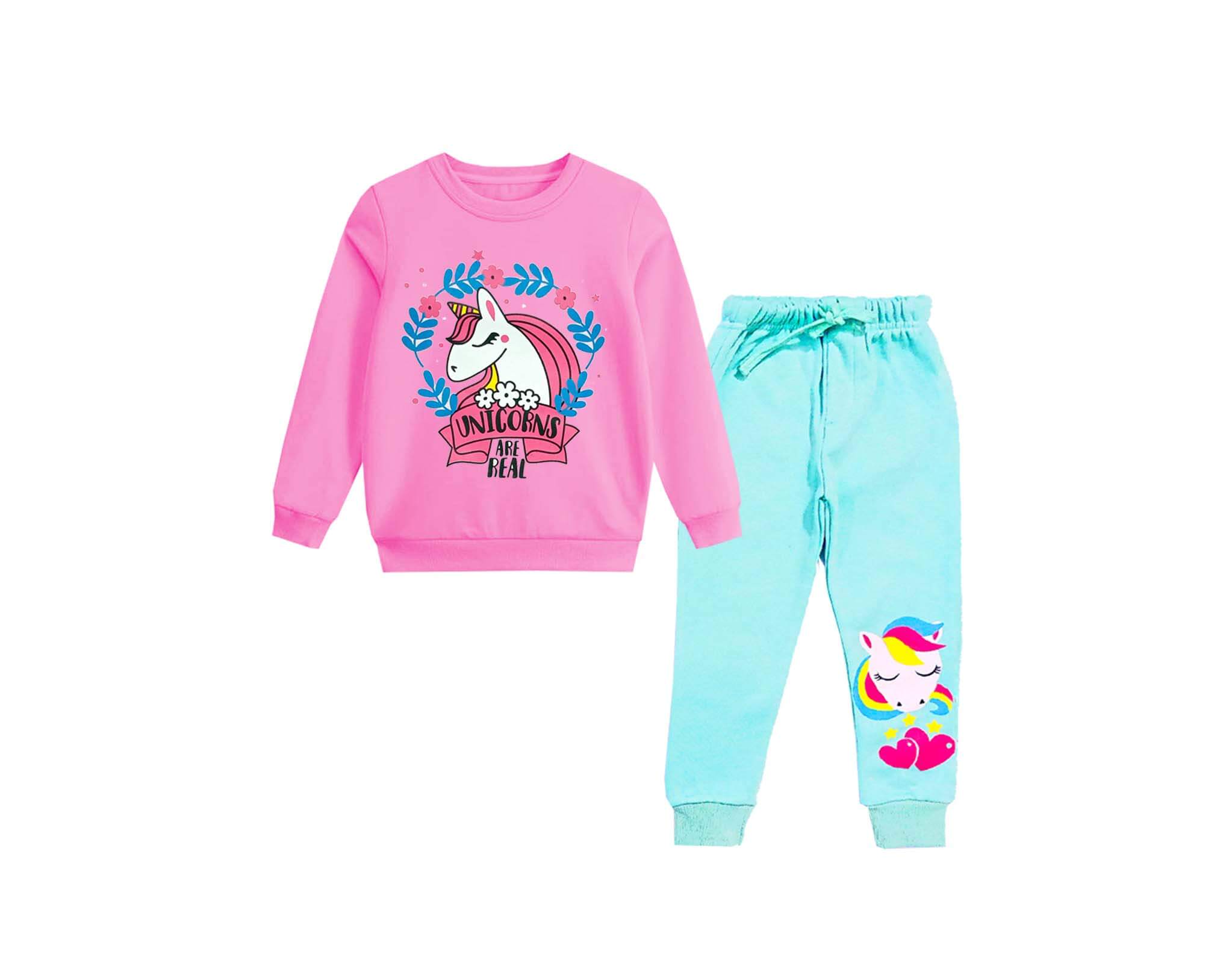 Unicorn Are Real Fleece Tracksuit - Pink &amp; Sea Green