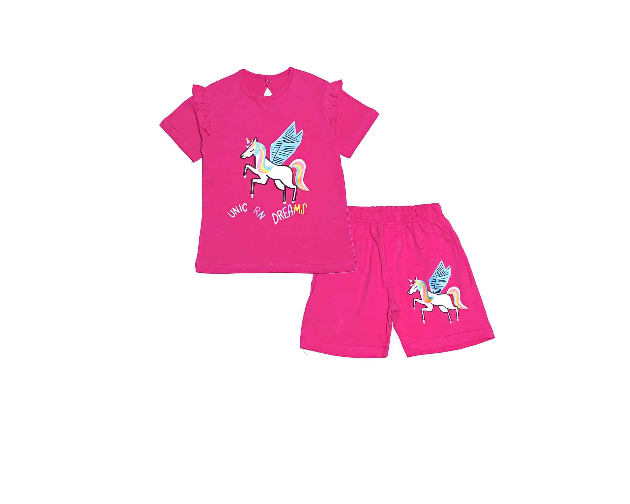 Unicorn Dream Tee & Shorts - Shocking Pink