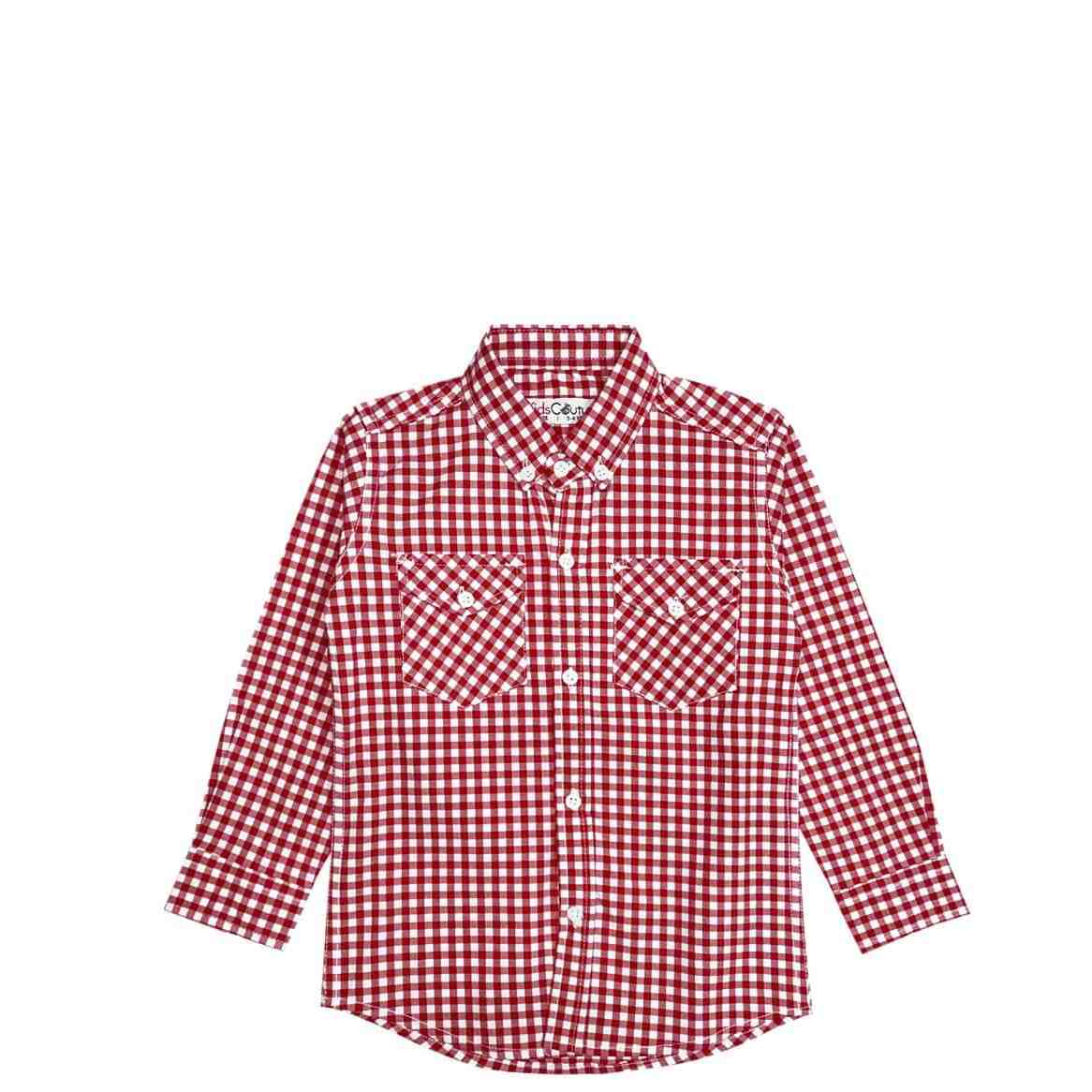 Urban Mini Check Double Pocket Casual Shirt-Red