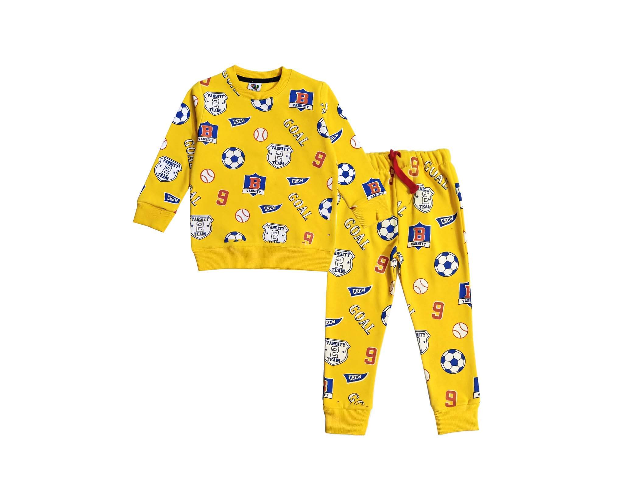 Varsity Football Team Fleece Tracksuit - Yellow