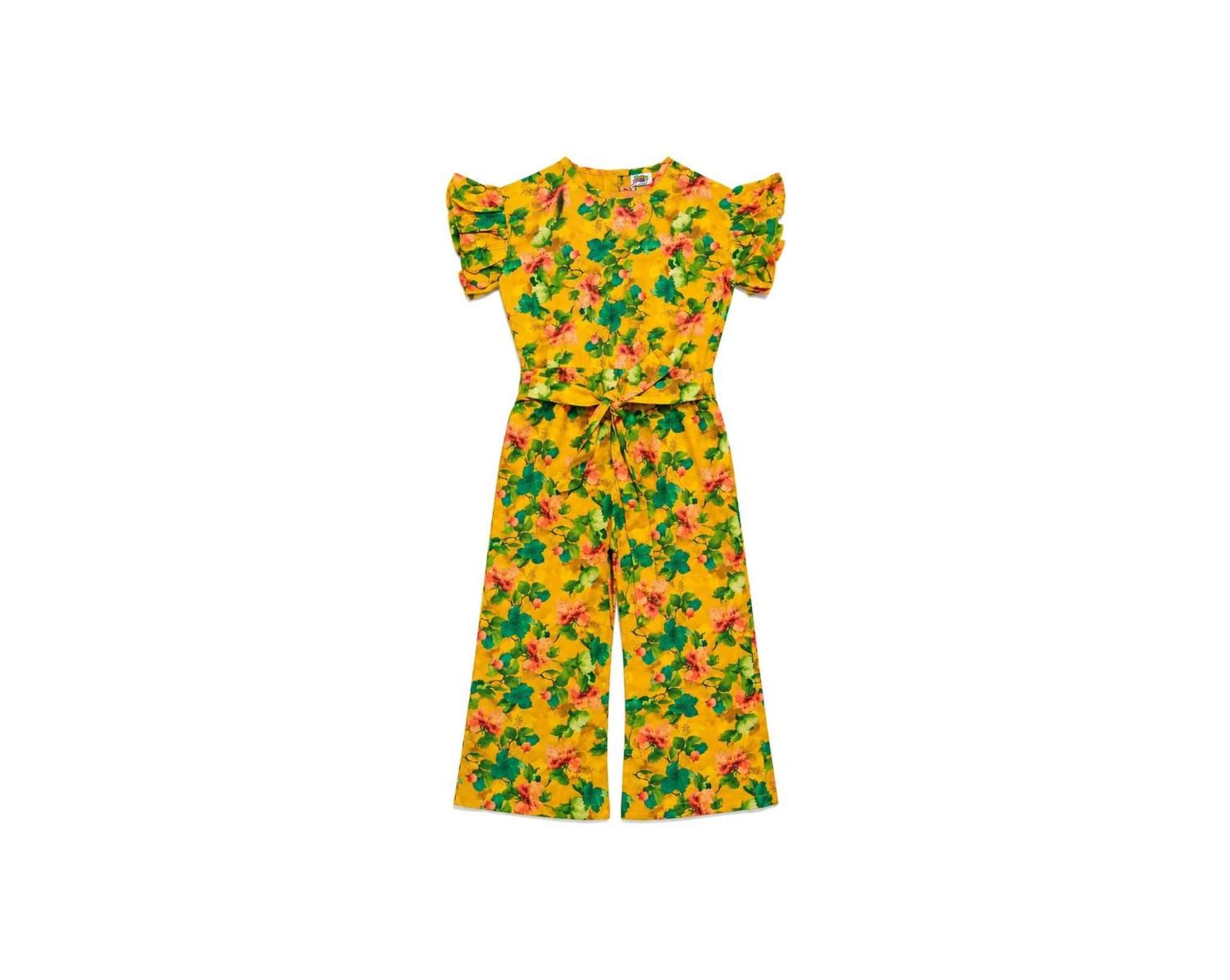 VibrantGardenGreenFlowersjumpsuit-Yellow