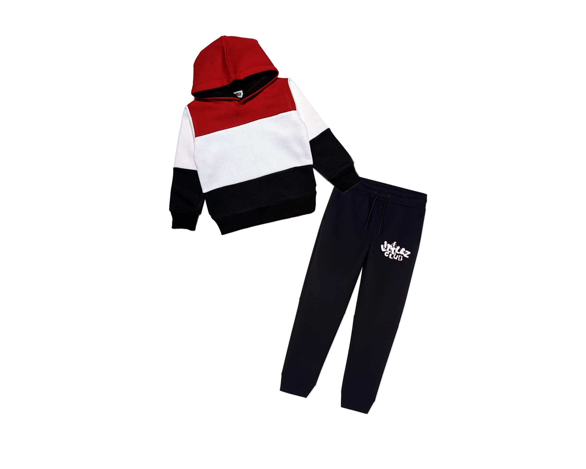 Warm with Littlez Club Pennal Hoodie Tracksuit -Red White Black