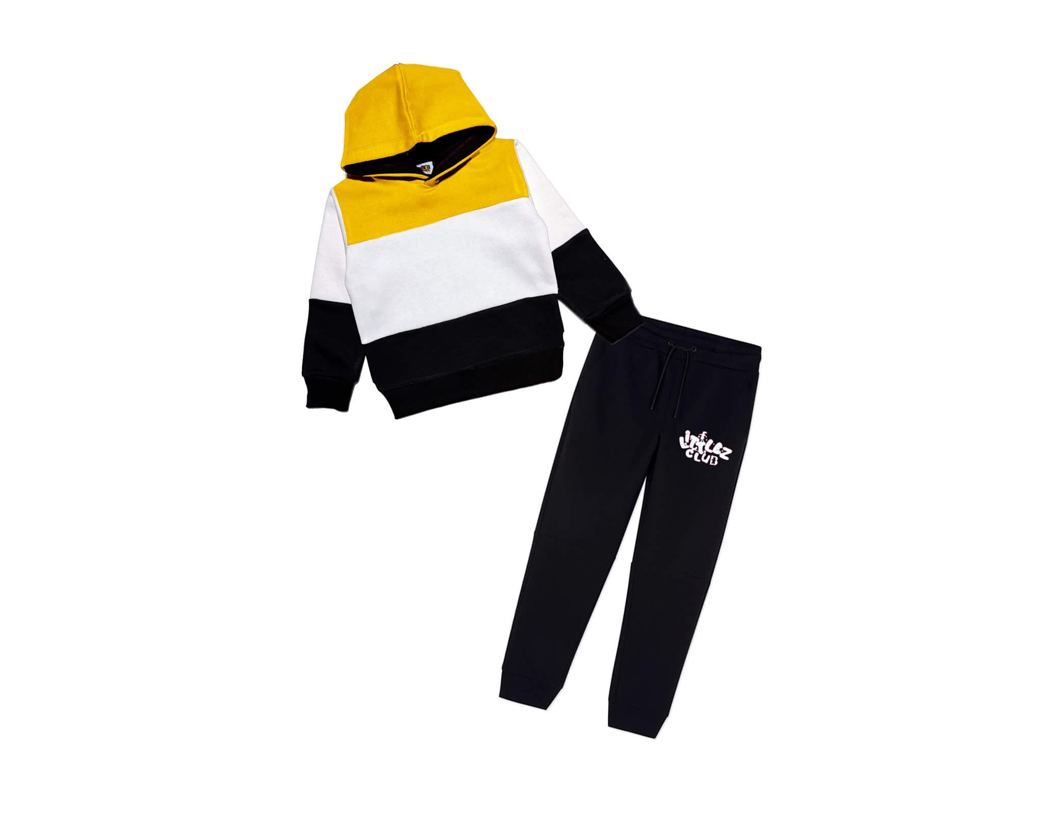 Warm with Littlez Club Pennal Hoodie Tracksuit -Yellow White Black