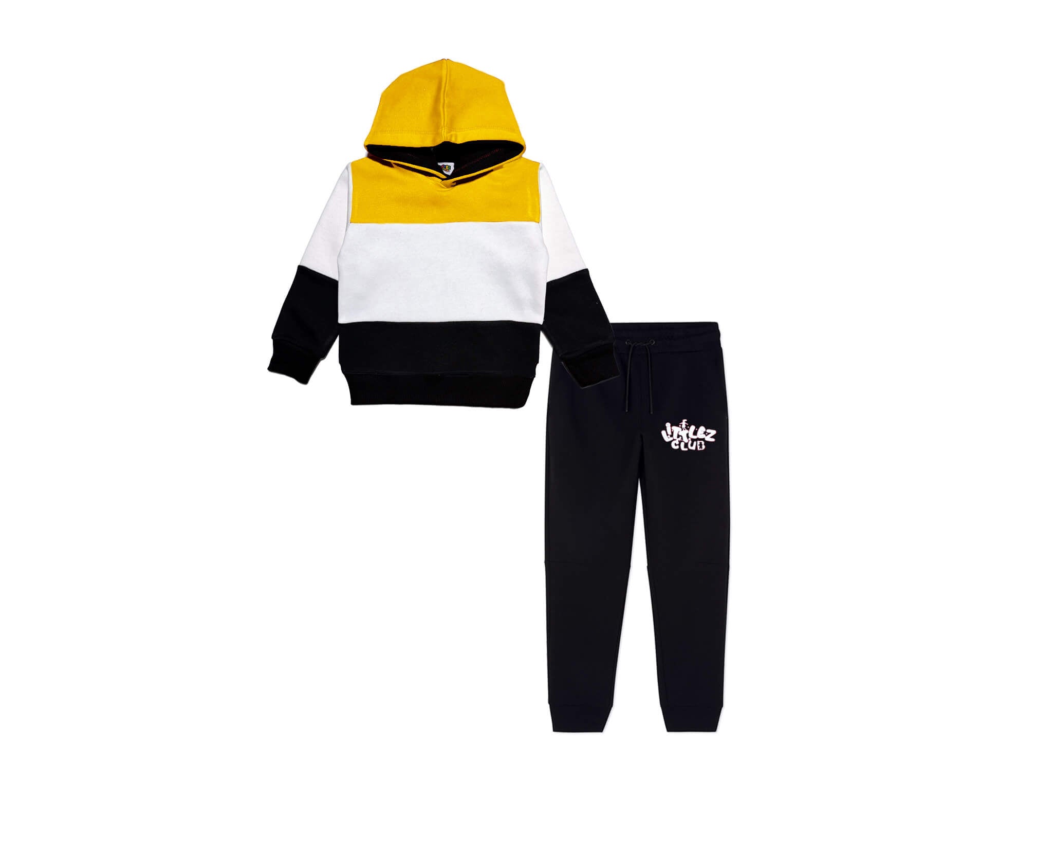 Warm with Littlez Club Pennal Hoodie Tracksuit -Yellow White Black