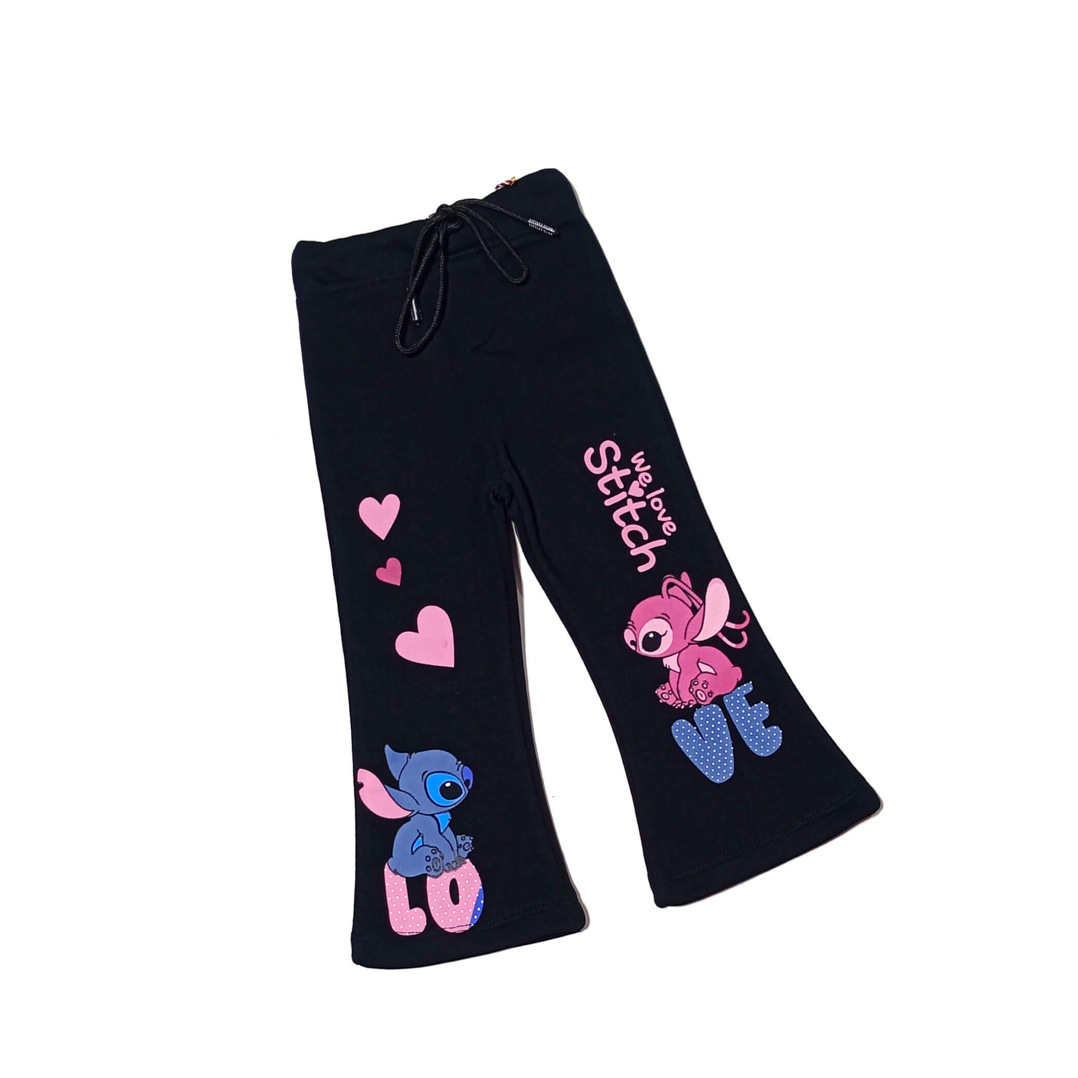 We love Stitch Bell Bottom Fleece Trouser -Black