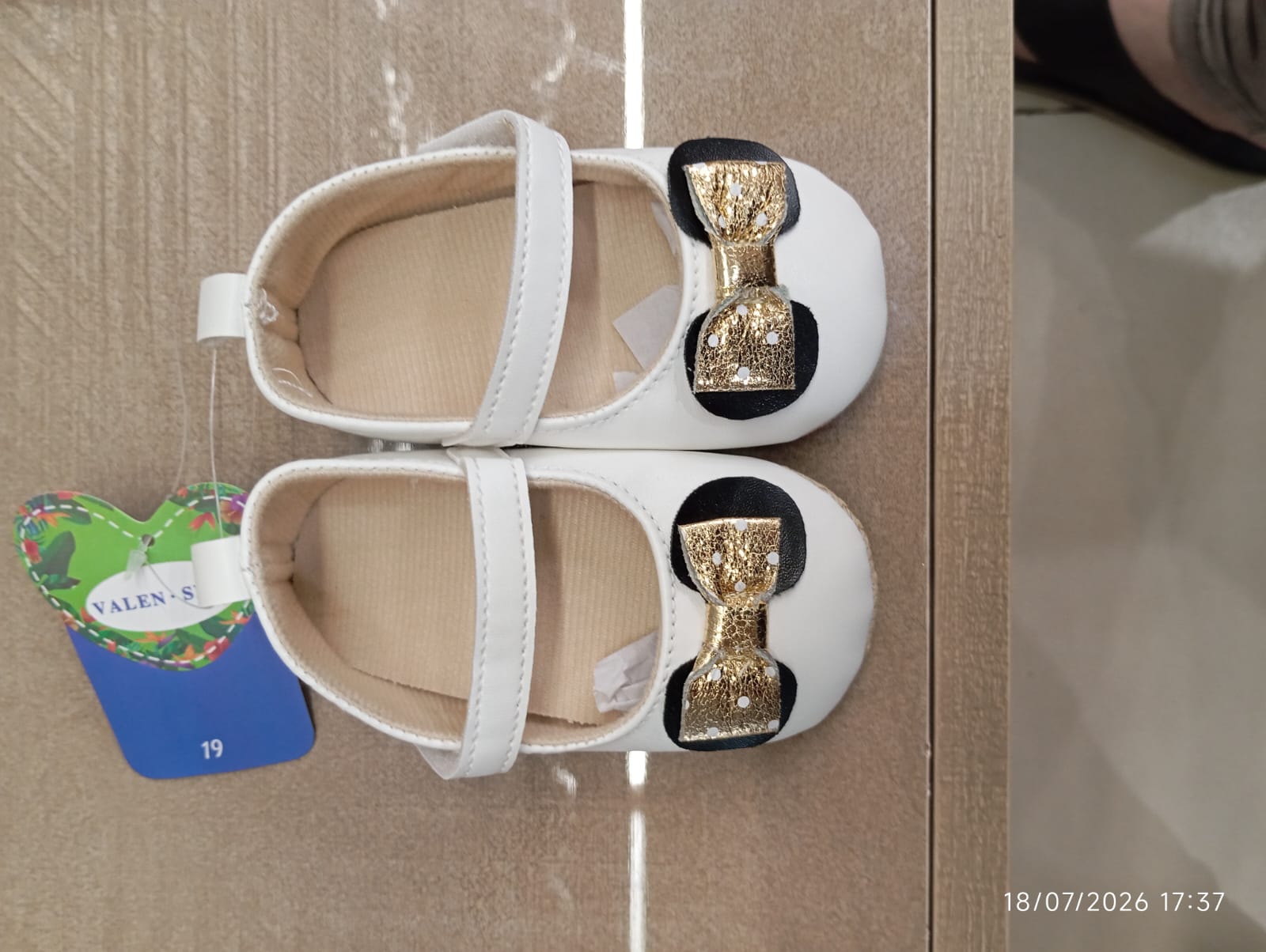 White Gold Bow Baby Mary Jane Shoes