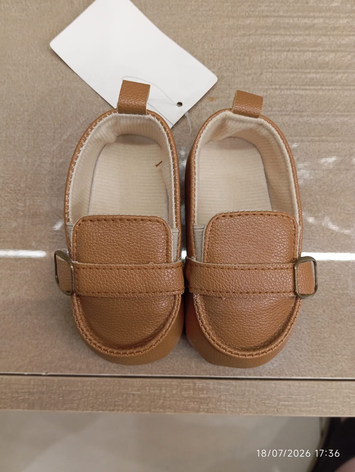 Brown Faux Leather Baby Loafers