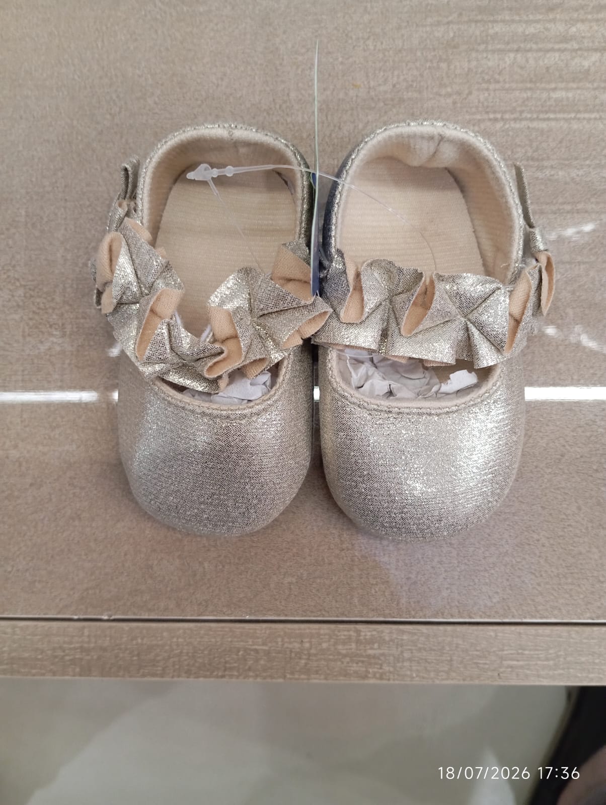 Gold Shimmer Ruffle Baby Shoes