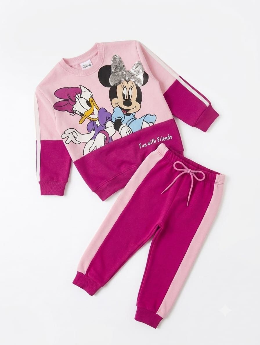 Fun With Friends Sequence Worked Penal Tracksuit - Baby & Shocking Pink