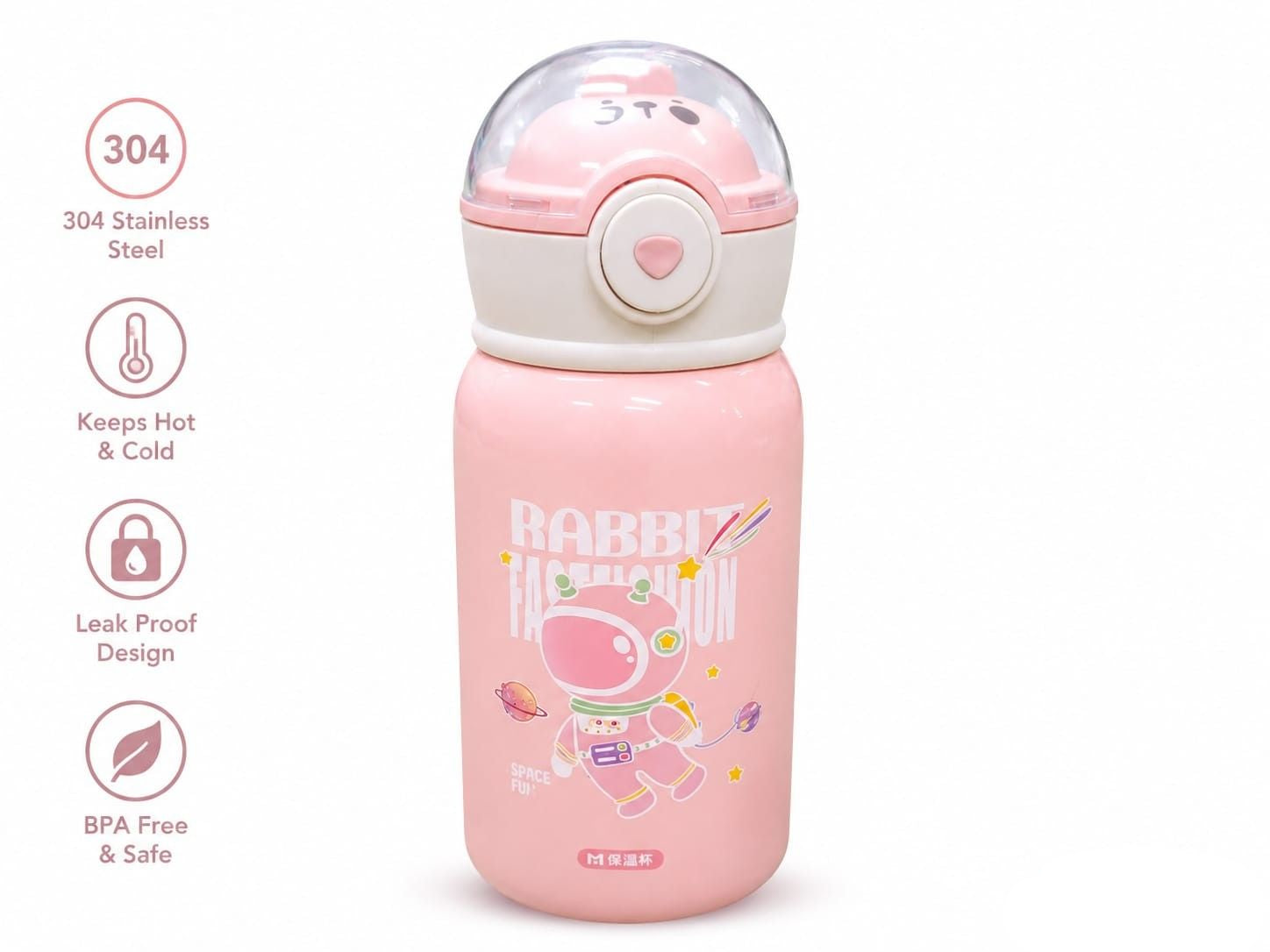 Rabbit Space Fun Stainless Steel Water Bottle (500 ml).