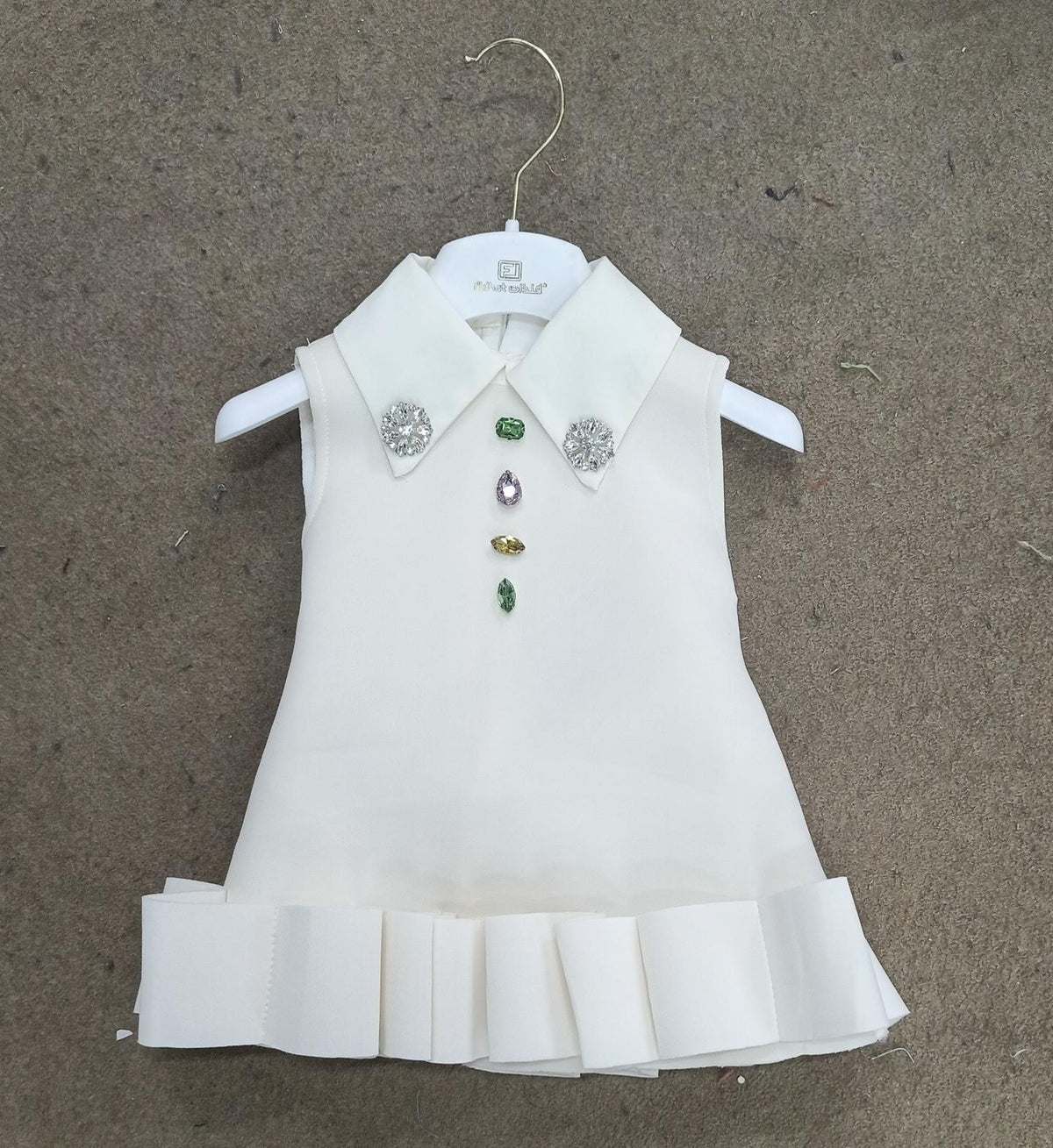 Baby Girls Crystal-Embellished Sleeveless Party Dress - Off-White