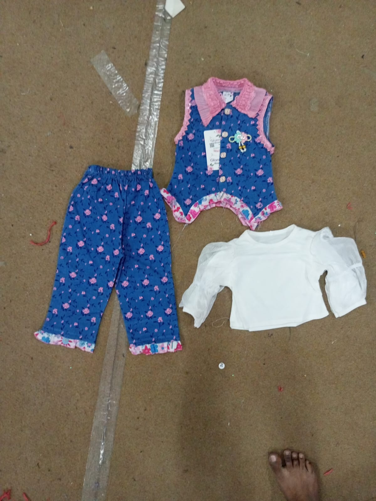 Rosy Bloom Floral Vest & Trouser Set - Royal Blue