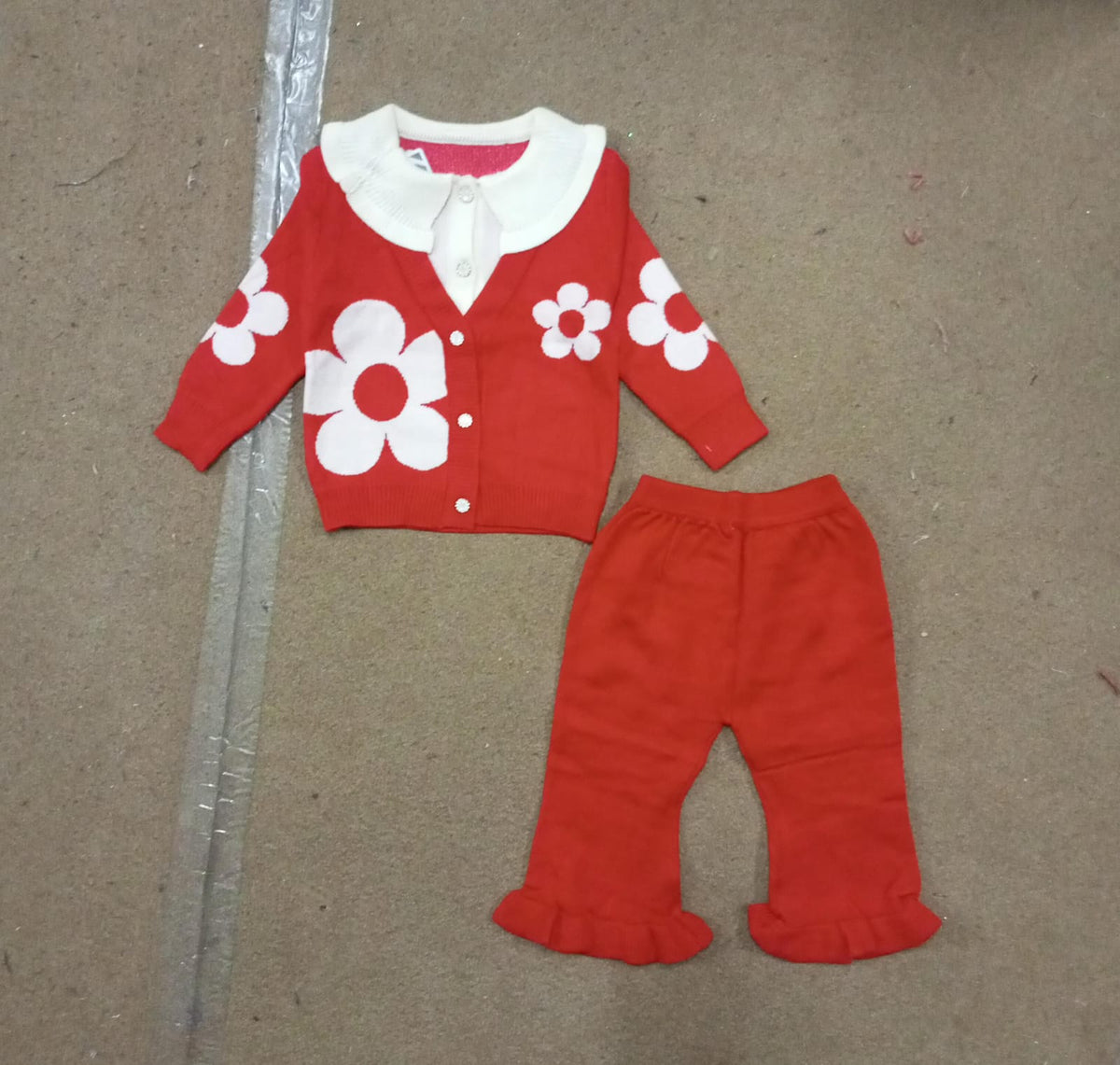 Retro Red Blossom Knit Ensemble-Red