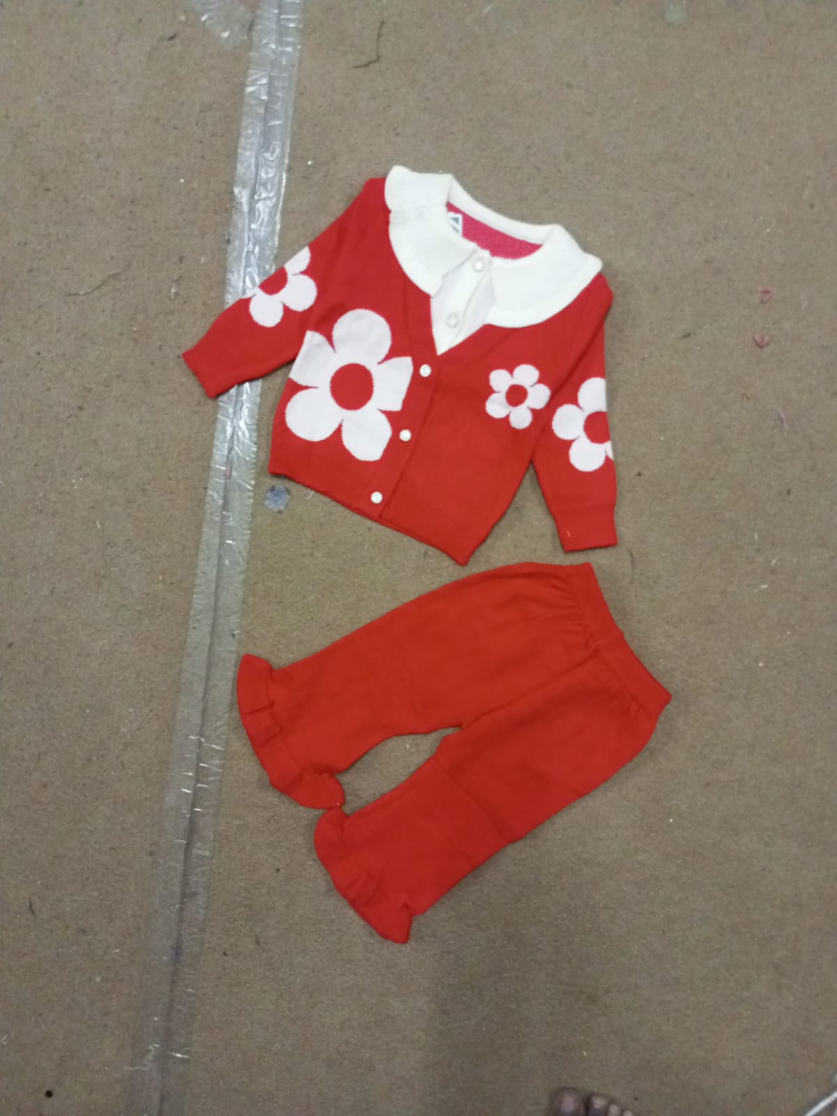 Retro Red Blossom Knit Ensemble-Red