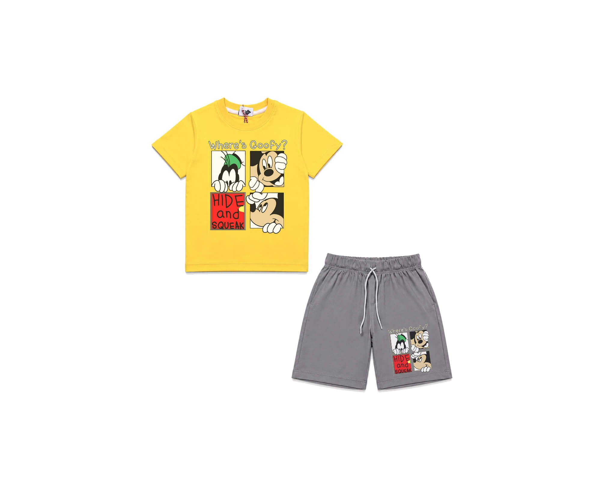 Where_sGoofyMickeysPrintTeeShirt_Short-Yellow_Gray