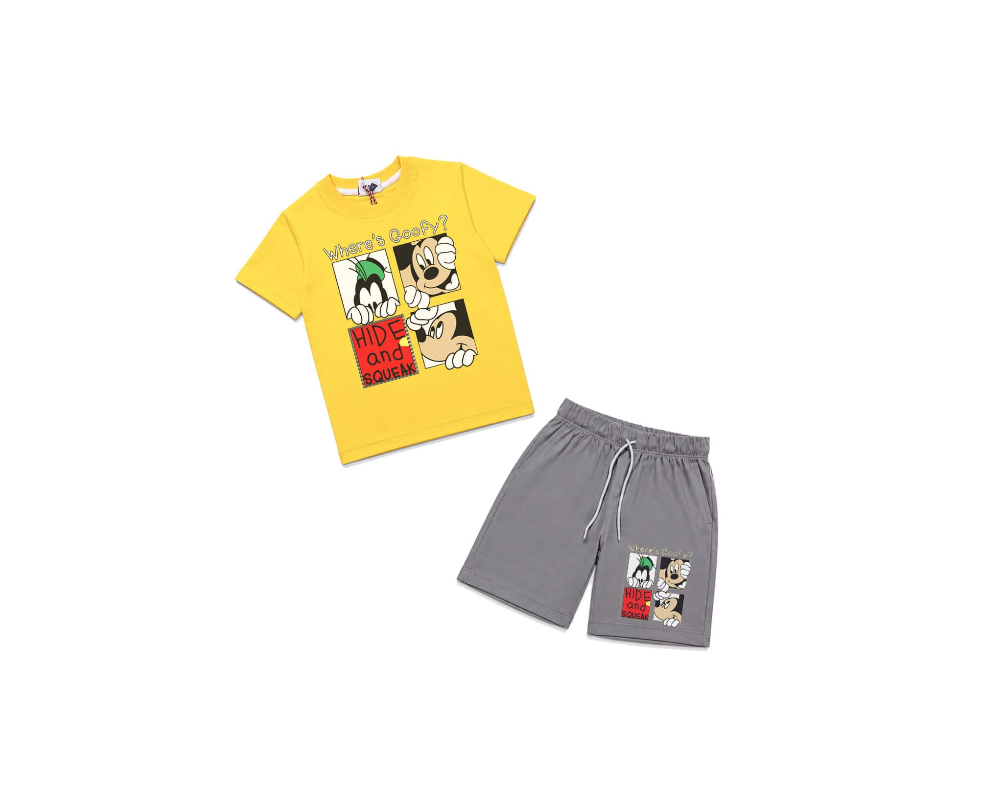 Where_sGoofyMickeysPrintTeeShirt_Short-Yellow_Gray_1