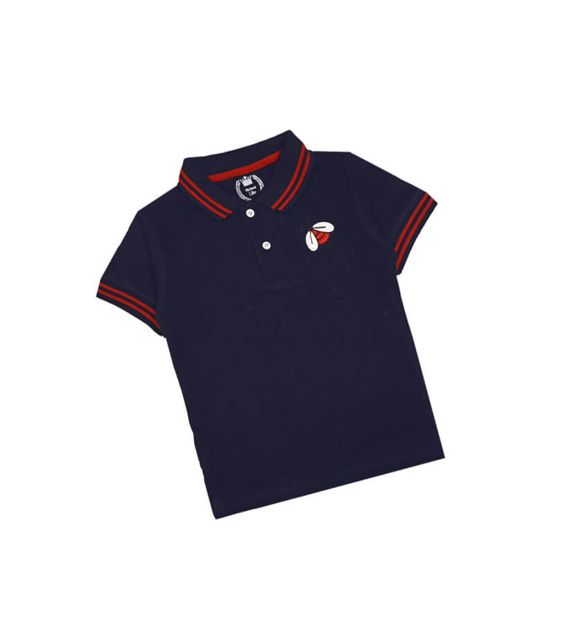 White Bee Tipping Colar Polo Shirt – Navy Blue