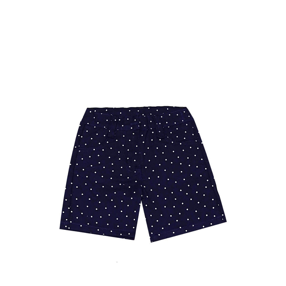 White Polka Dot Girls Cotton Twill Fabric Short Navy-Blue