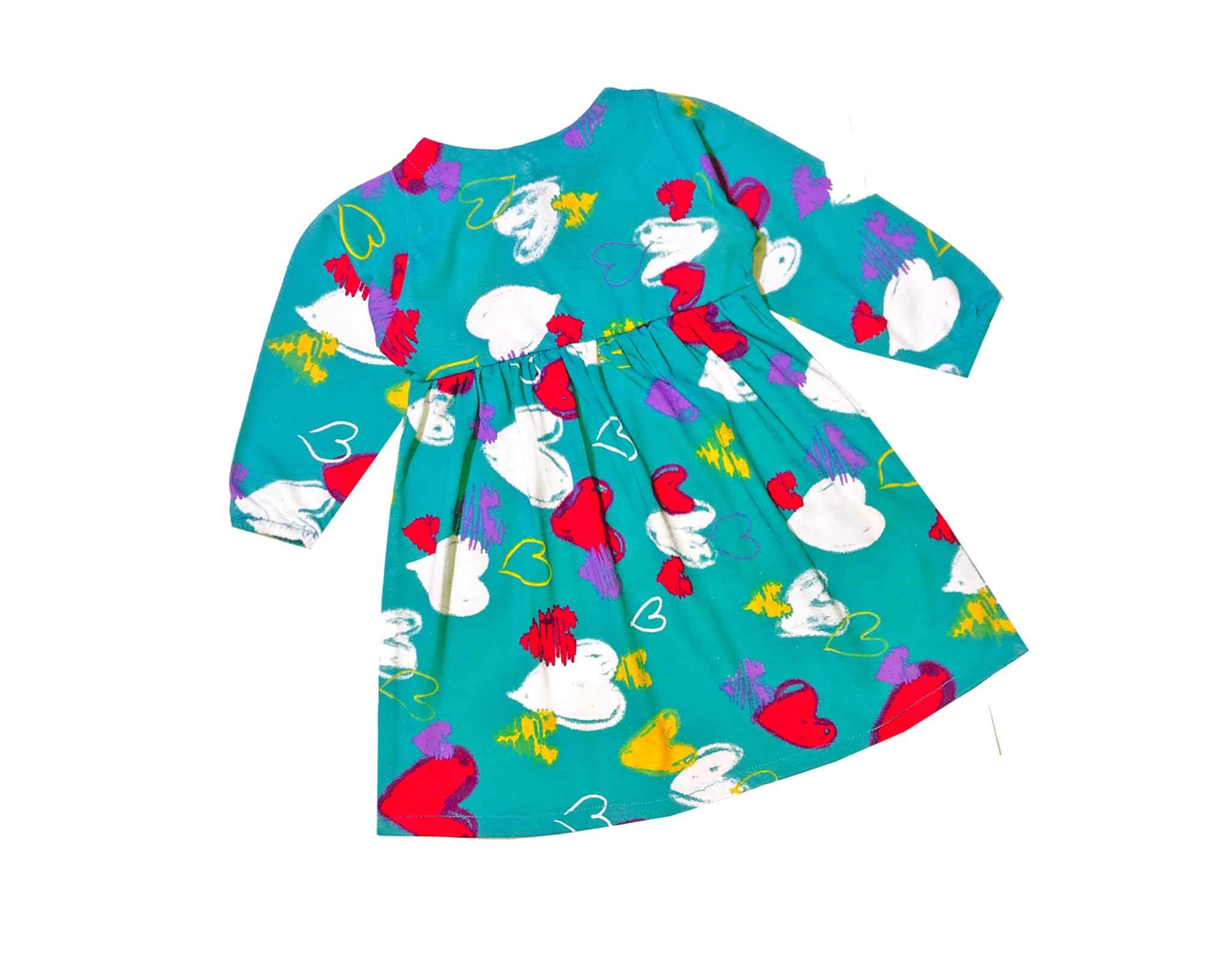 White & Red Hearts Printed Frock - Green