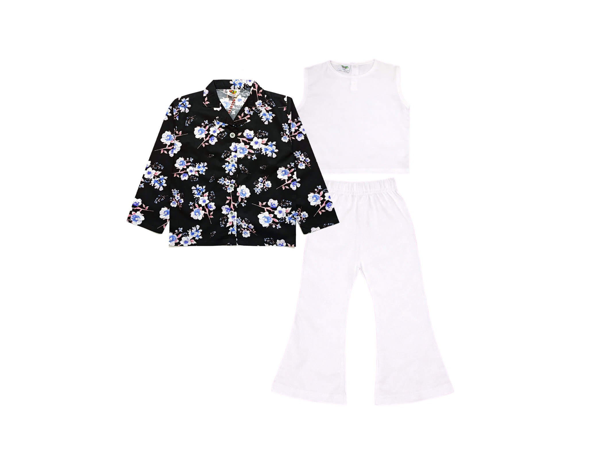 WhiteFlowersCoatSleevelessInnerFlapperTrouser-Black_White