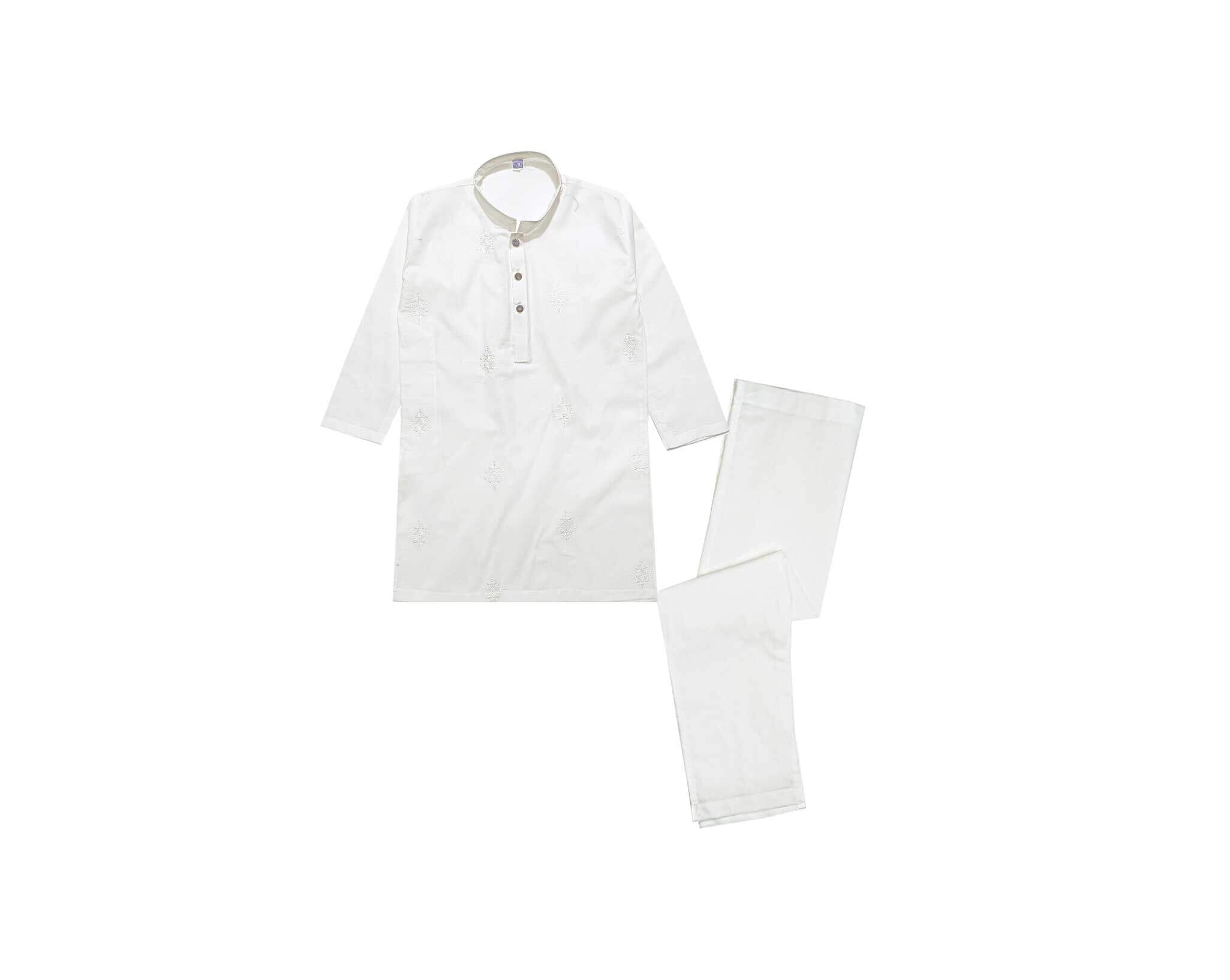 WhiteFullEmbroideredCottonKurta_TrouserSet_OffWhite_1