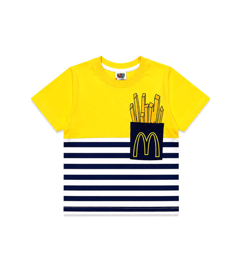 WhitePenalWithFrontPocketPrintedTeeShirt-Yellow