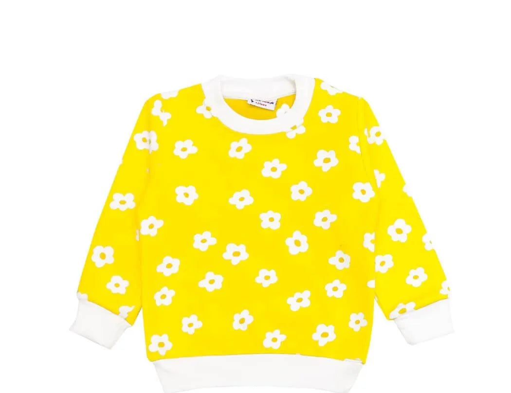White Flowers Print Sweatshirt – Yellow