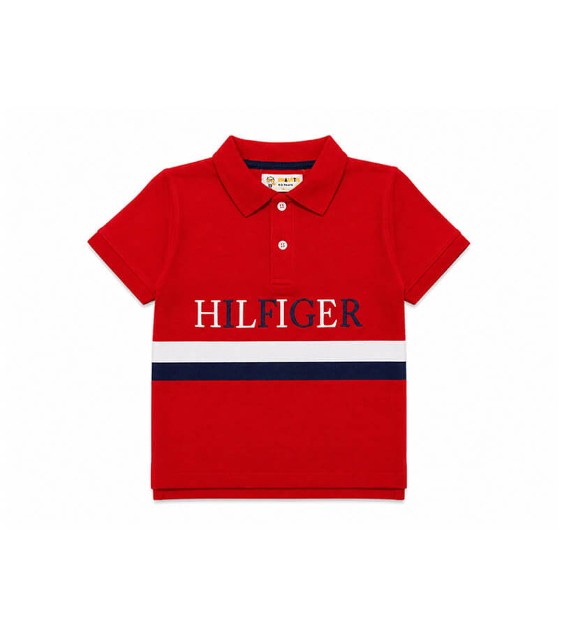 White_NavyStripsHFPoloShirt-Red