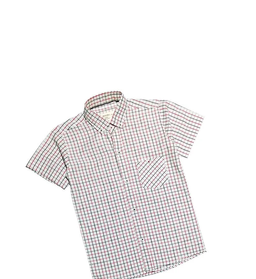 White Small Checked Cotton Casual Shirt-1