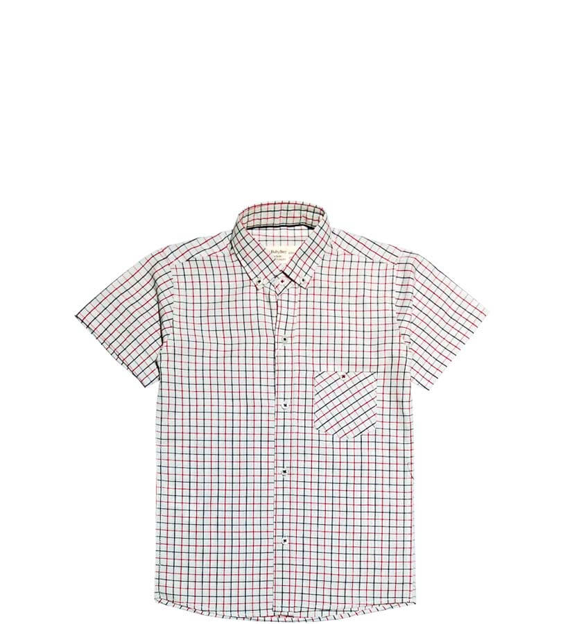 White Small Checked Cotton Casual Shirt