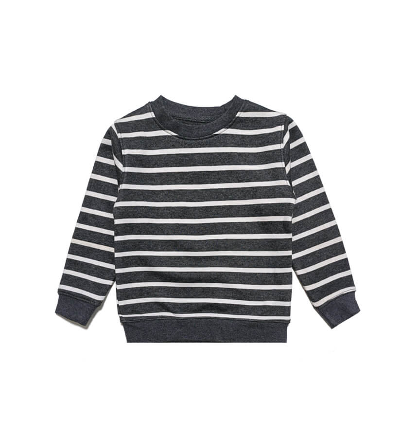 White Stripes Fleece Sweatshirt -Charcoal