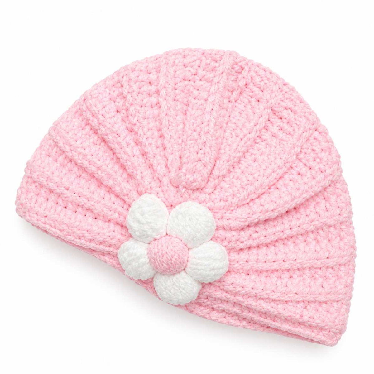 White Sun Flower Wool Cap - Pink