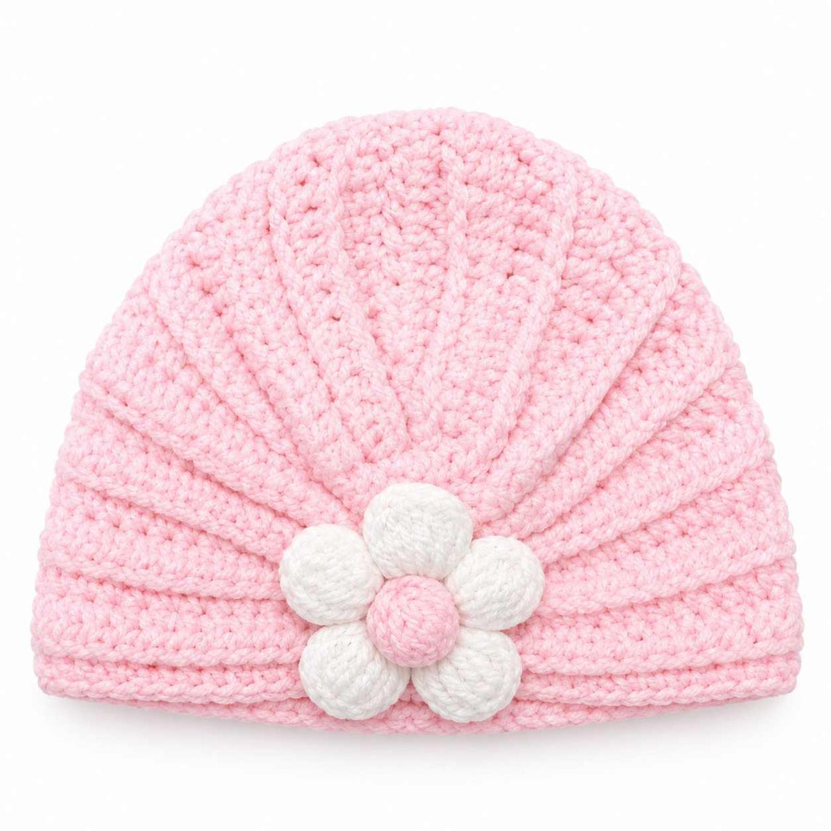White Sun Flower Wool Cap - Pink