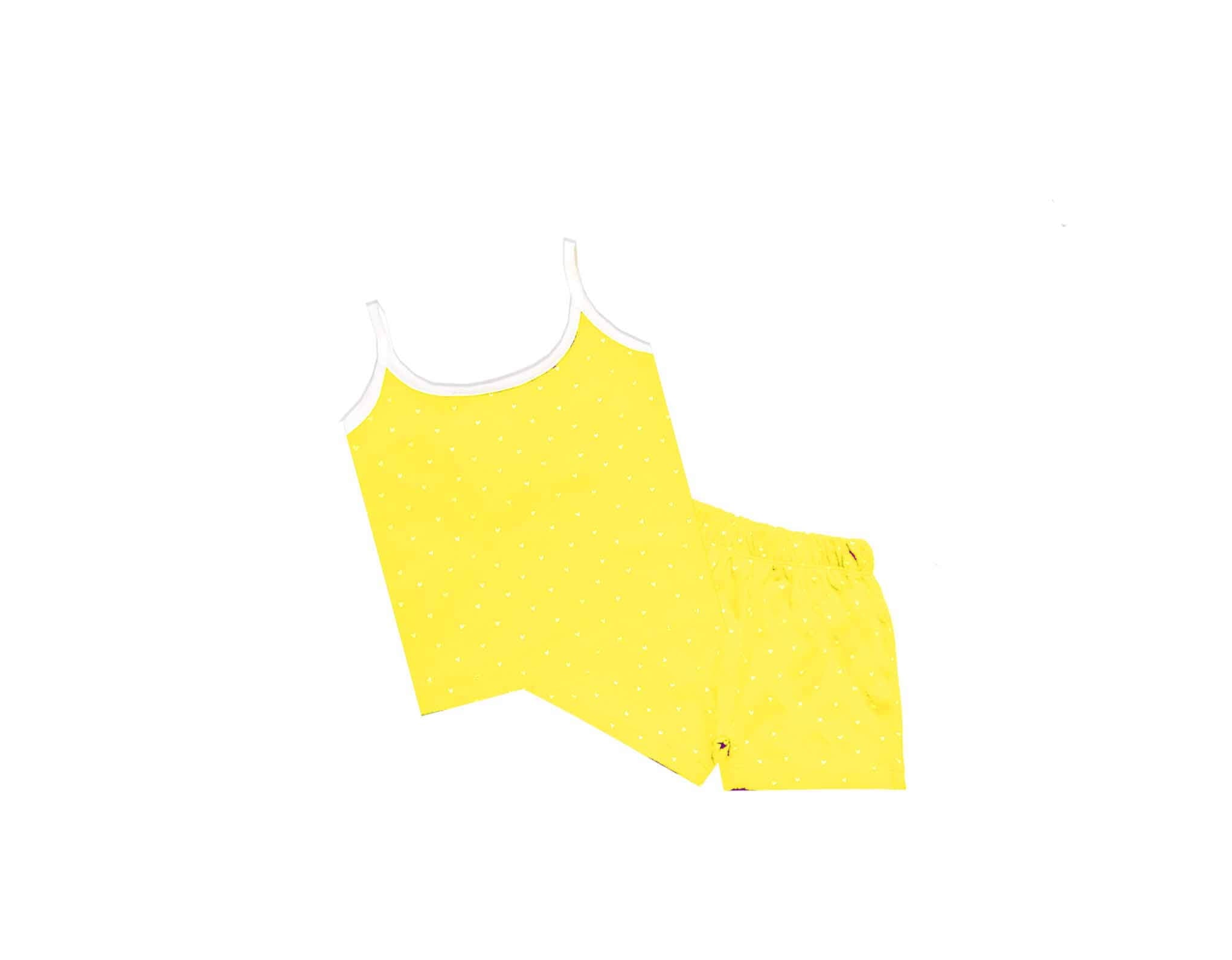 Whites Heart Printed Jabla suit - Yellow