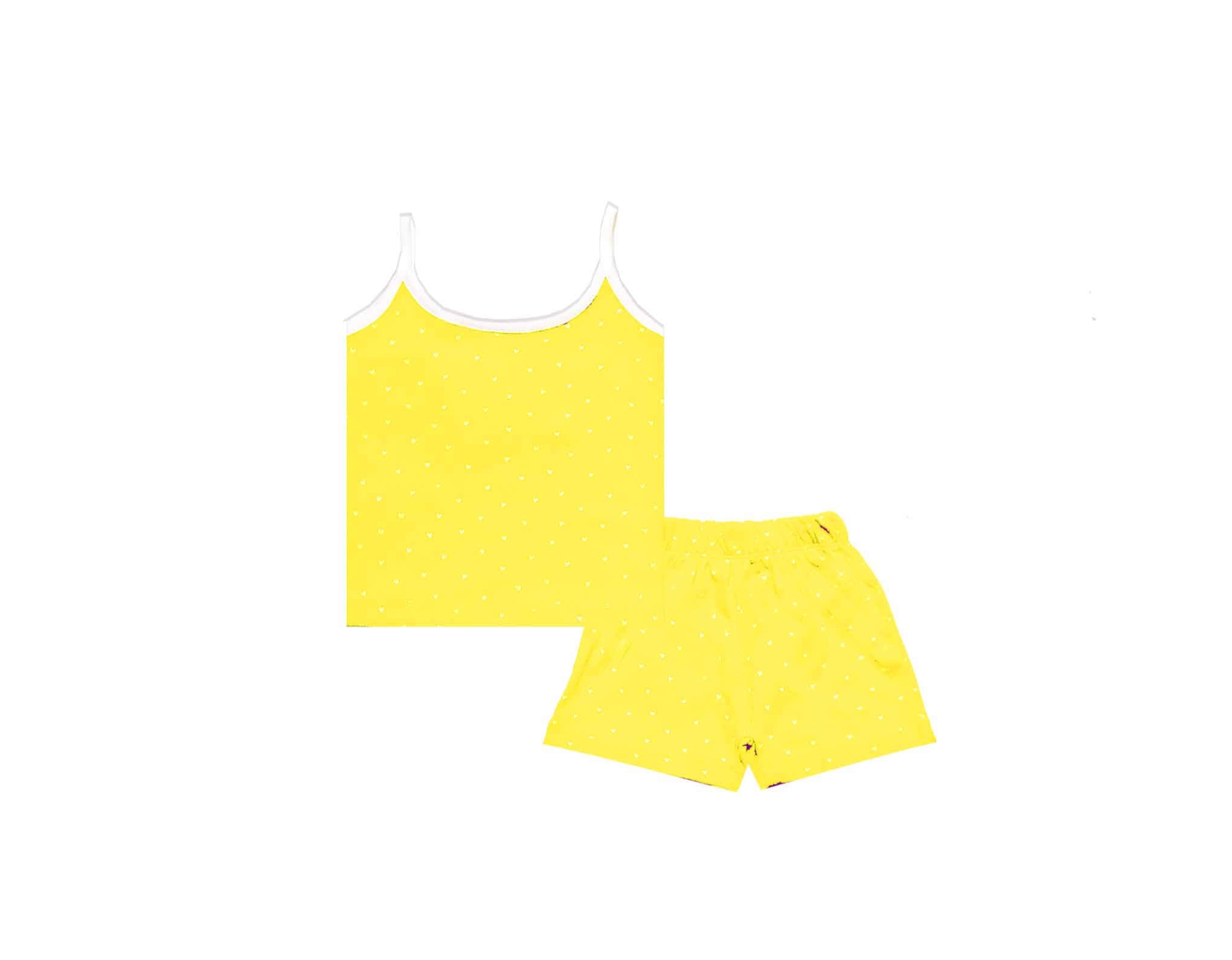 Whites Heart Printed Jabla suit - Yellow