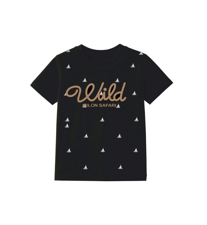 Wild Milon Safari Printed Tee Shirt - Black